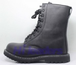 2016 black leather military boot with goodyear welt sole